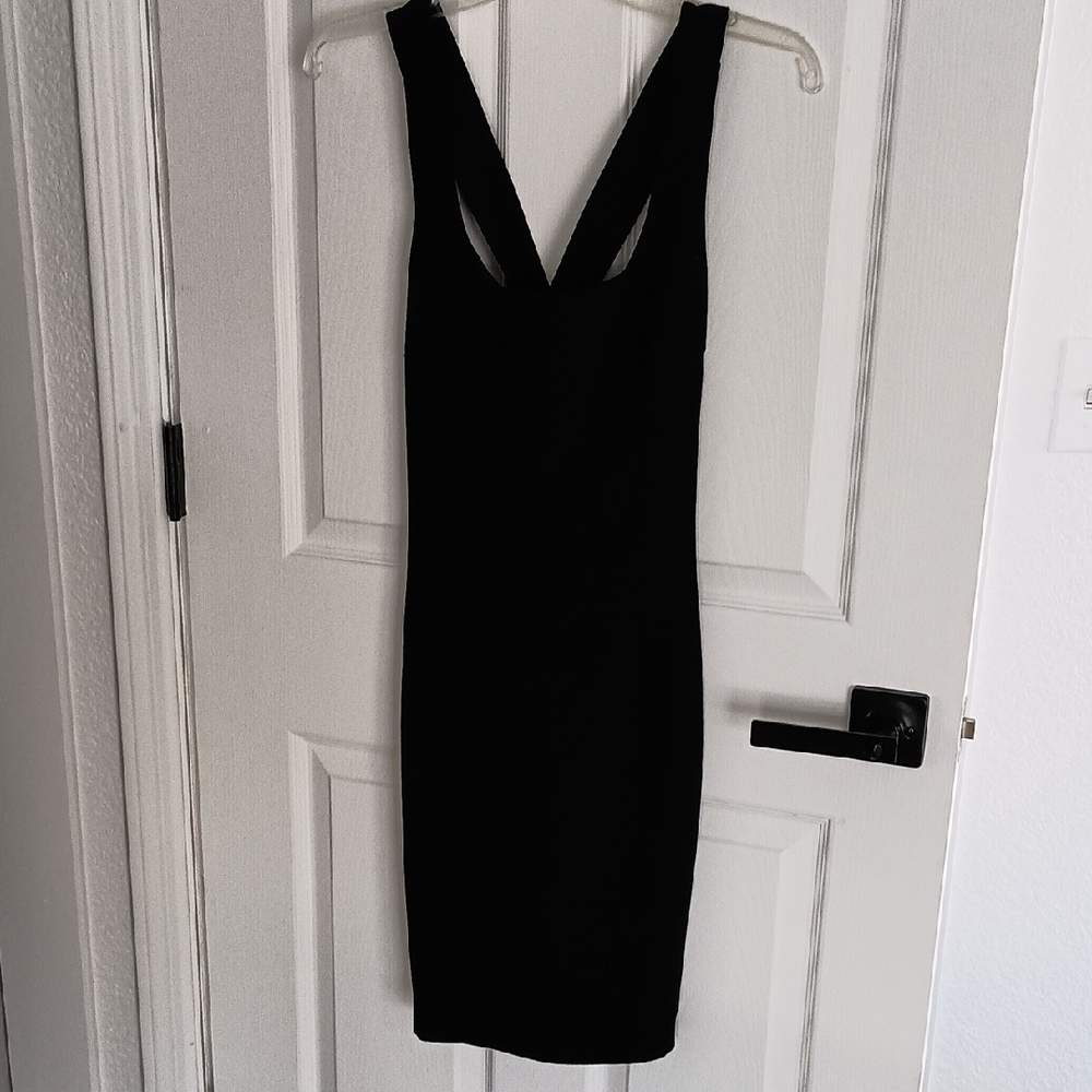 NY Collection Black V-Neck Sheath  Dress SZ 2